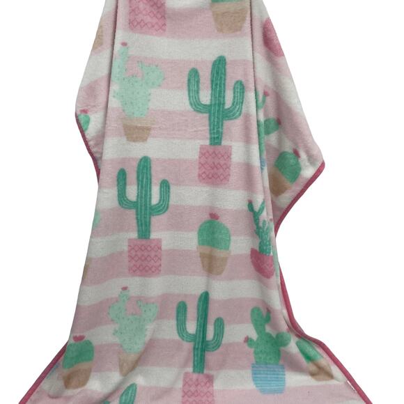 Fun Cactus Fleece Cozy Throw Blanket Saguaro Kids Crib Size - Picture 5 of 7